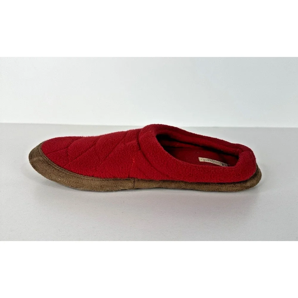Lands End Kids Fleece Leather Hard‎ Bottom Slippers Red Youth Adolescent Kids 7